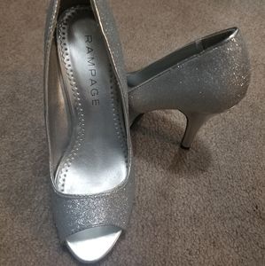 Silver Peep-Toe Heels
